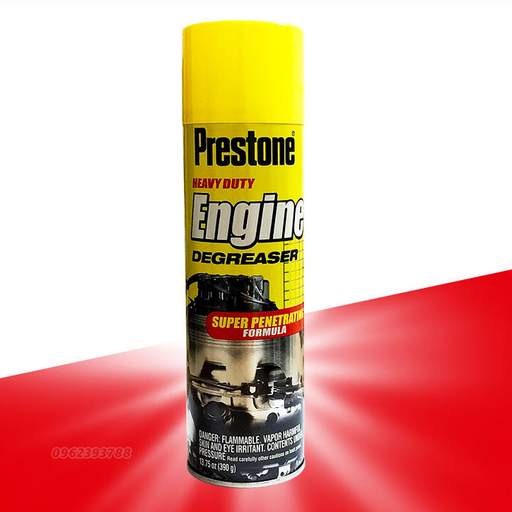 Tẩy rửa dầu mỡ trên lốc máy động cơ Prestone Engine Degreaser 390g