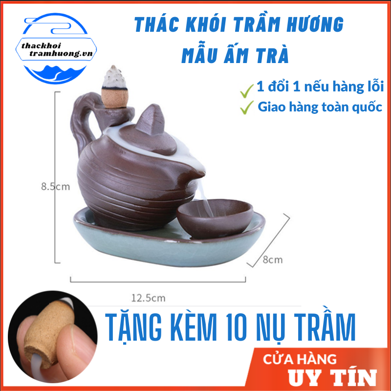 [HCM]Thác khói trầm hương BỘ ẤM TRÀ Tặng 10 nụ trầm- thác khói toả ngược
