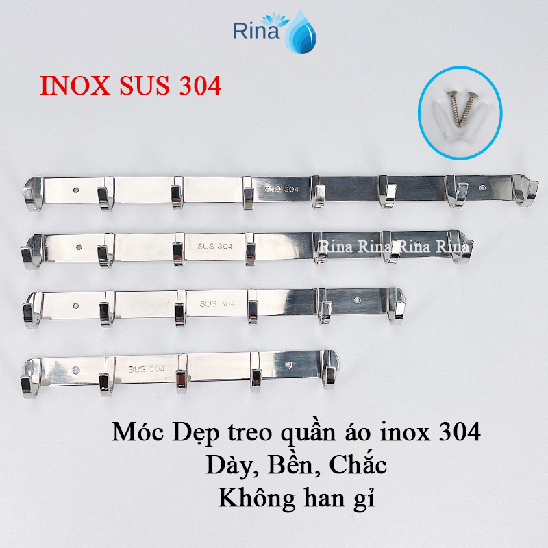 Móc treo quần áo inox 304 dày, Móc Dẹp Inox 304 Rina