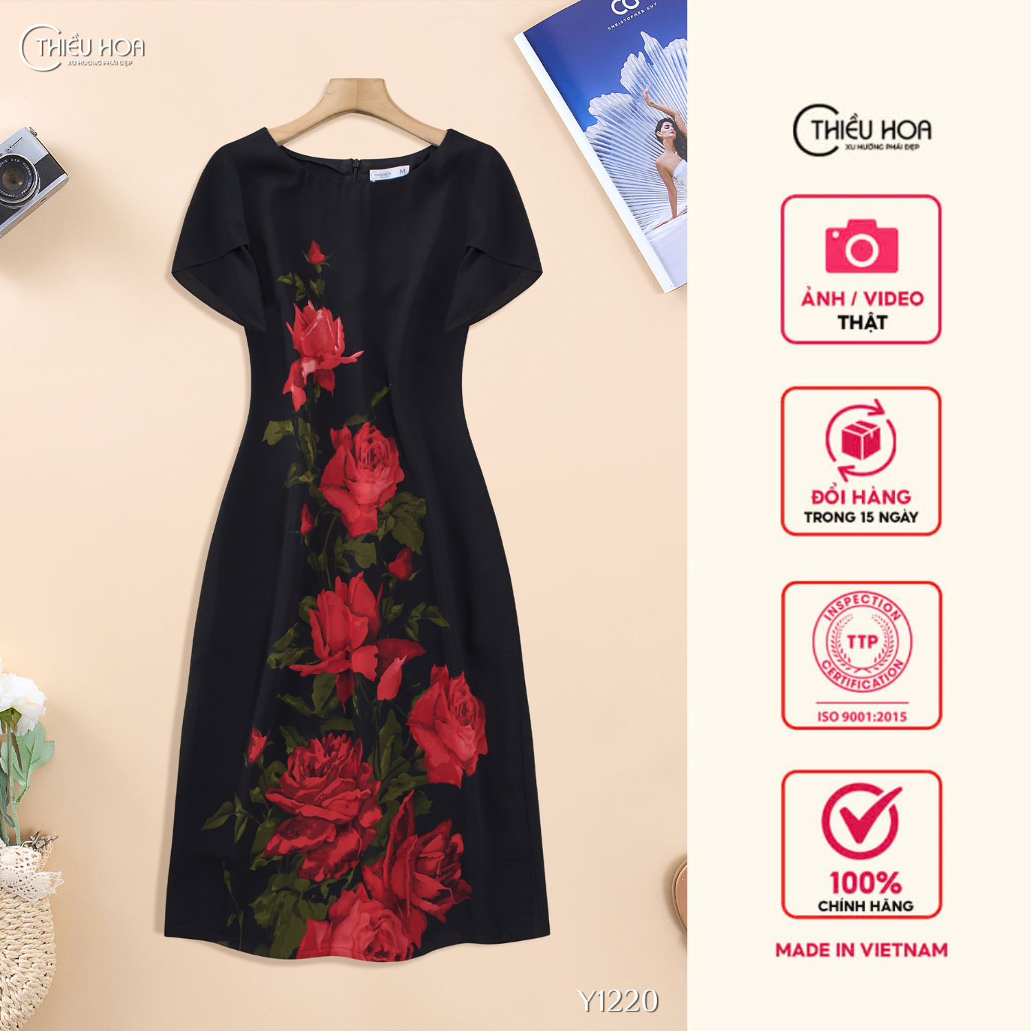 Đầm thiết kế bắt mắt thu hút với chất liệu Voan Hàn mềm mại nhẹ nhàng DD4Y1220 Thương hiệu Thiều Hoa