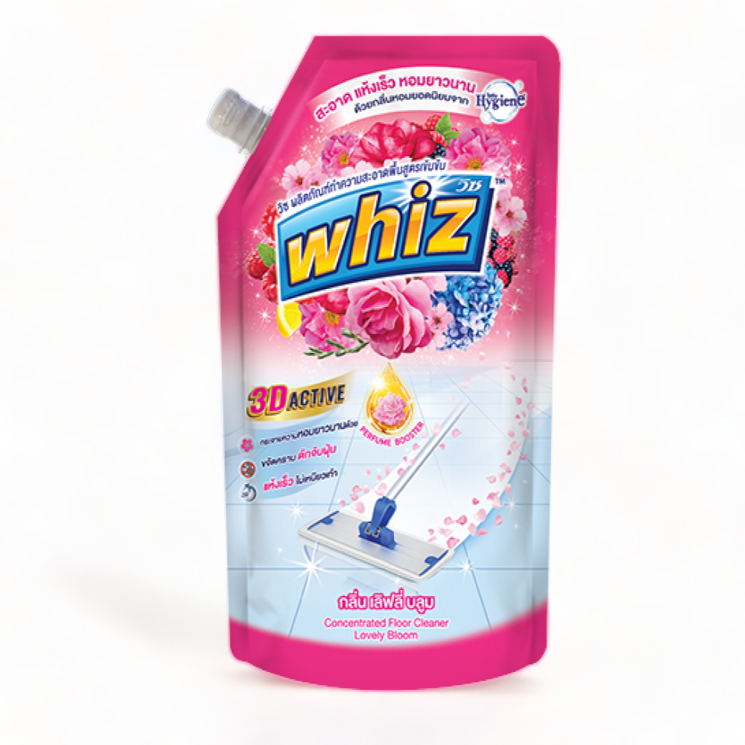 Whiz - Nước Lau Sàn 3D Active Hương Lovely Bloom – 800ml (Hồng)