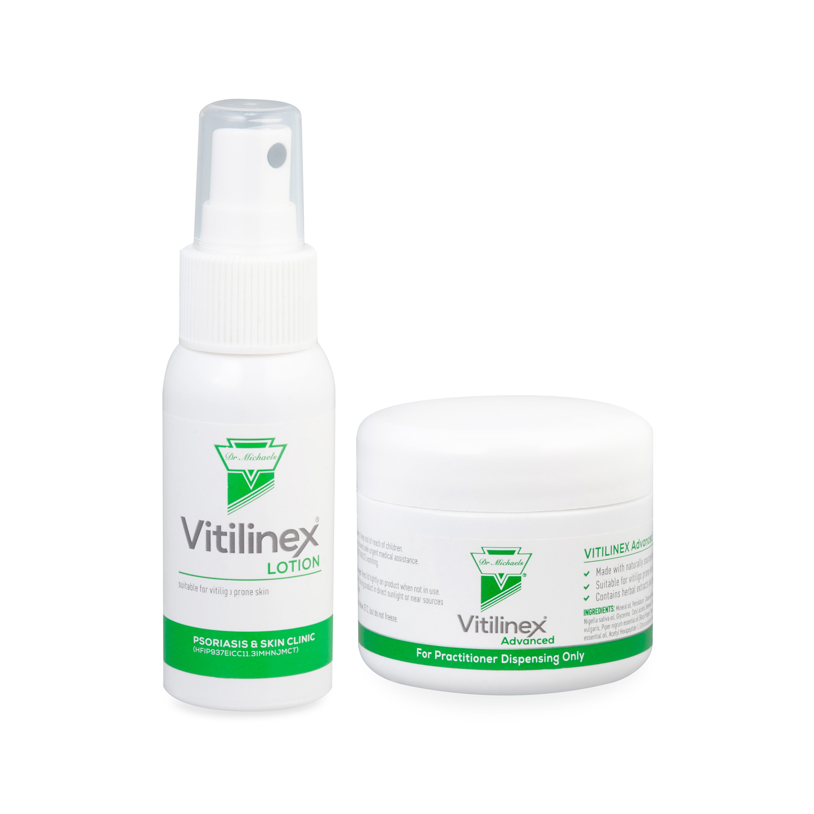 Bộ sản phẩm Kem Bôi 20gr ,Lotion xịt phục hồi và dưỡng dành cho Da Bạch Biến Dr Michaels Vitilinex