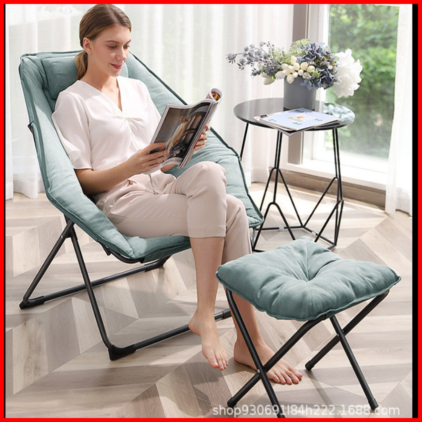 Ghế tựa lưng thư giãn Vigro khung kim loại 83x55cm kèm gác chân, Ghế xếp thư giãn, ghế ngồi đọc sách xem phim, tải trọng 150kg, Bảo hành 1 năm lỗi 1 đổi mới