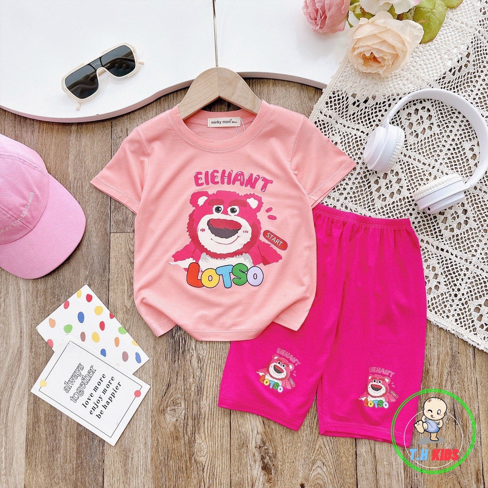 Cực Phẩm Bộ Đồ Lửng MINKY MON Thun Lạnh Cho Bé Gái Siêu Dễ Thương Hình In Pet Không Bong Tróc Dành cho Bé 9-26kg - 3