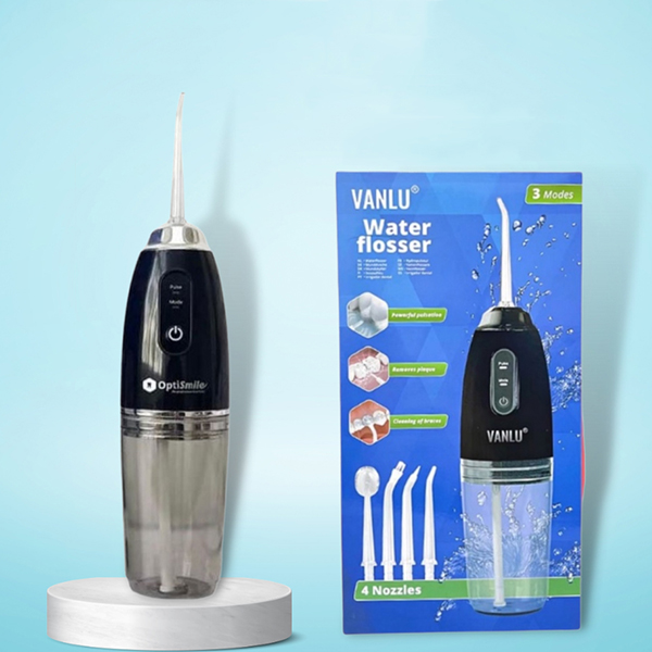 Máy tăm nước Vanlu nội địa Trung cao cấp chống nước IPX6 với 4 đầu khác nhau giúp chăm sóc răng miệng cho trẻ em, người lớn tránh sâu răng và loại bỏ mảng bám cứng đầu, 3 tốc độ điều chỉnh