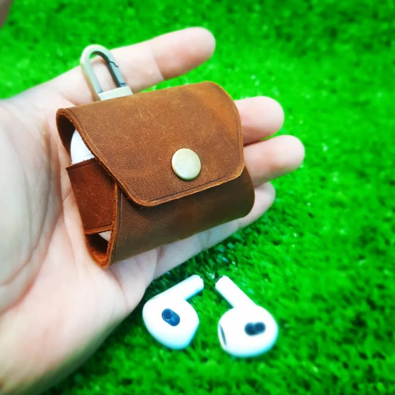 Bao da airpods 3 tối giãn da thật handmade