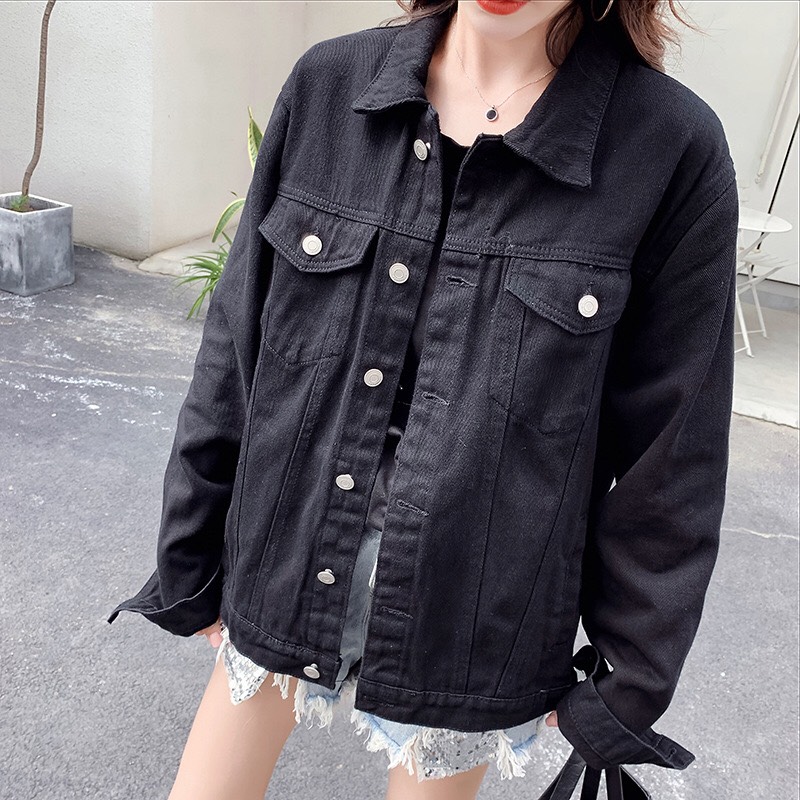 Áo Khoác Jean Nữ ST144 ĐEN NỮ - Áo Khoác Jeans Nữ Cá Tính Thời Trang - Áo Khoác Bò Nữ Kiểu Dáng Basic - 220206