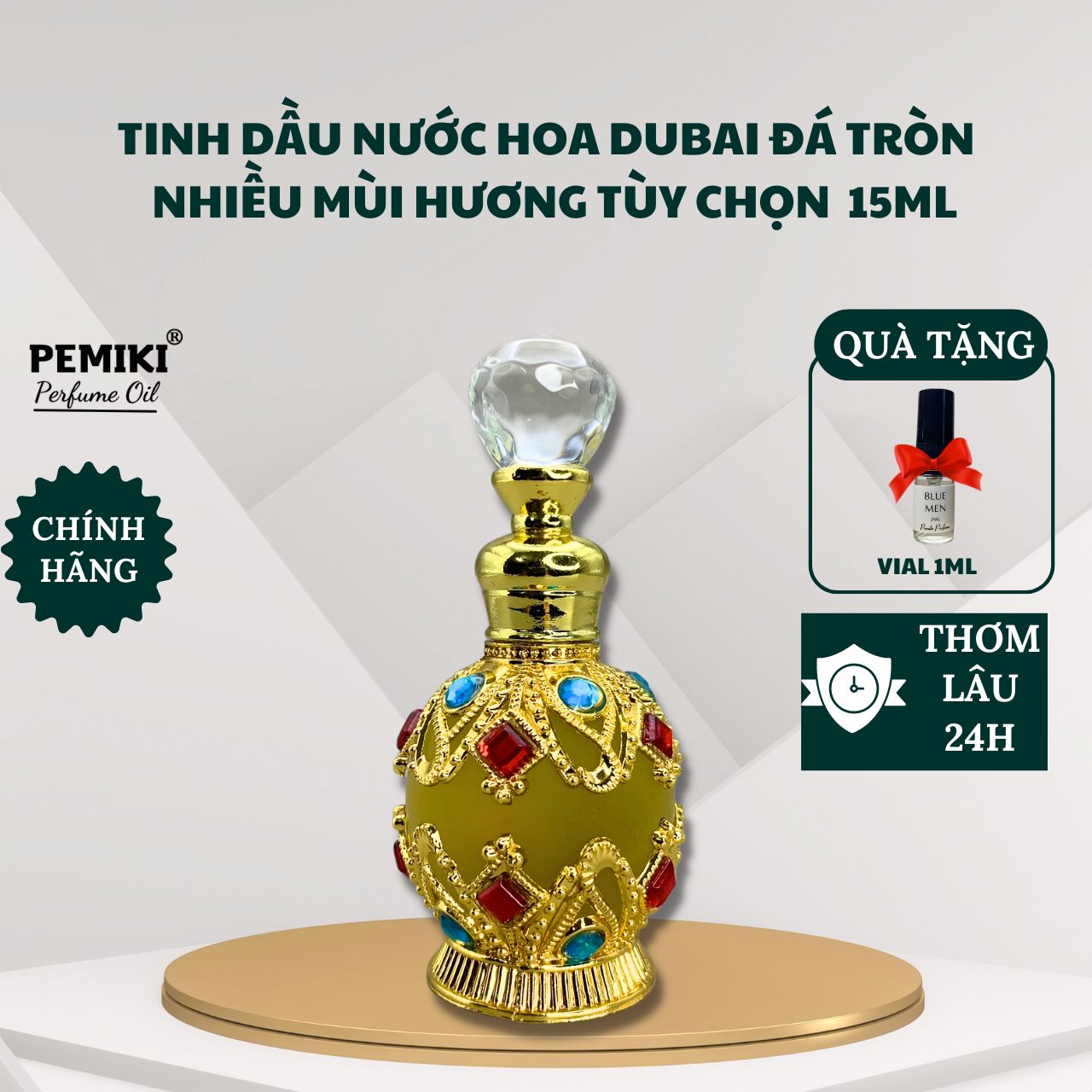 Nước hoa tinh dầu dubai PEMIKI nước hoa nam nữ đá tròn 15ml dạng chấm dầu thơm lâu 24h - PEMIKI Perfume