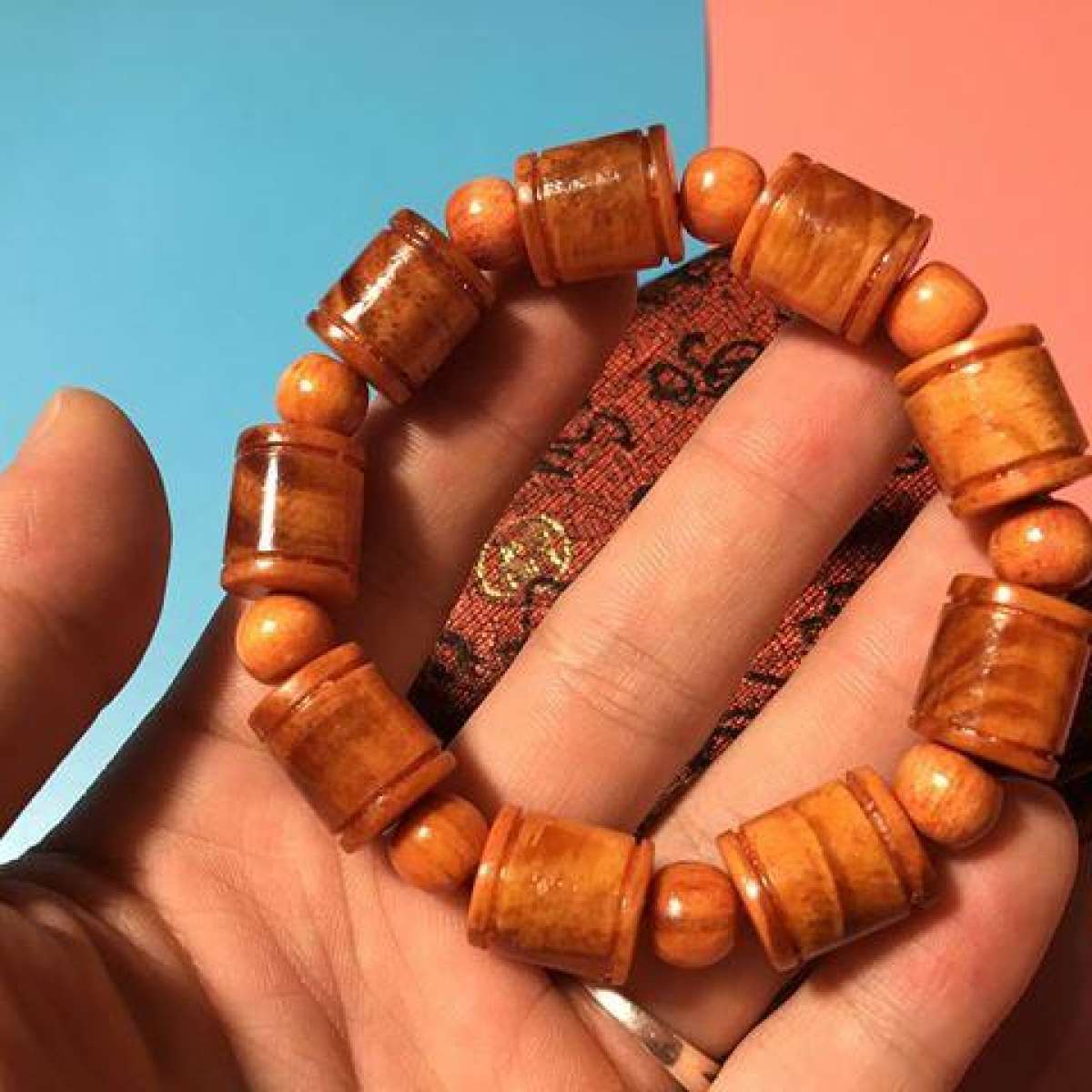 Vòng tay gỗ Huyết Rồng đốt trúc 12mm  - vòng tay may mắn tài lộc