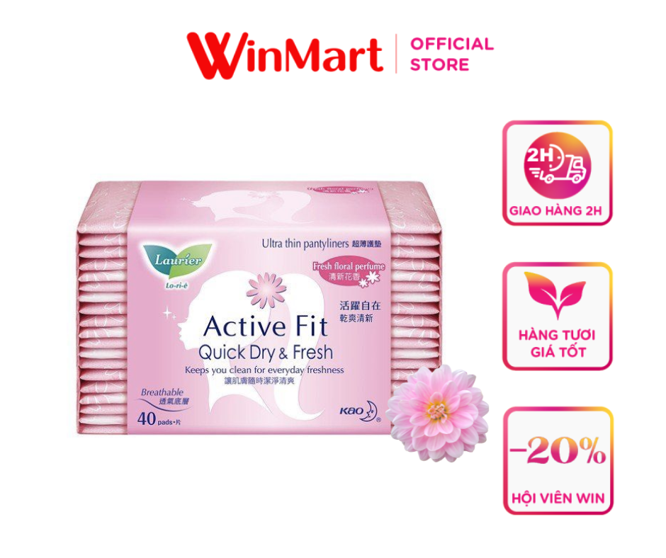 - Băng vệ sinh hằng ngày Laurier Active Fit Quick Dry & Fresh 40 miếng