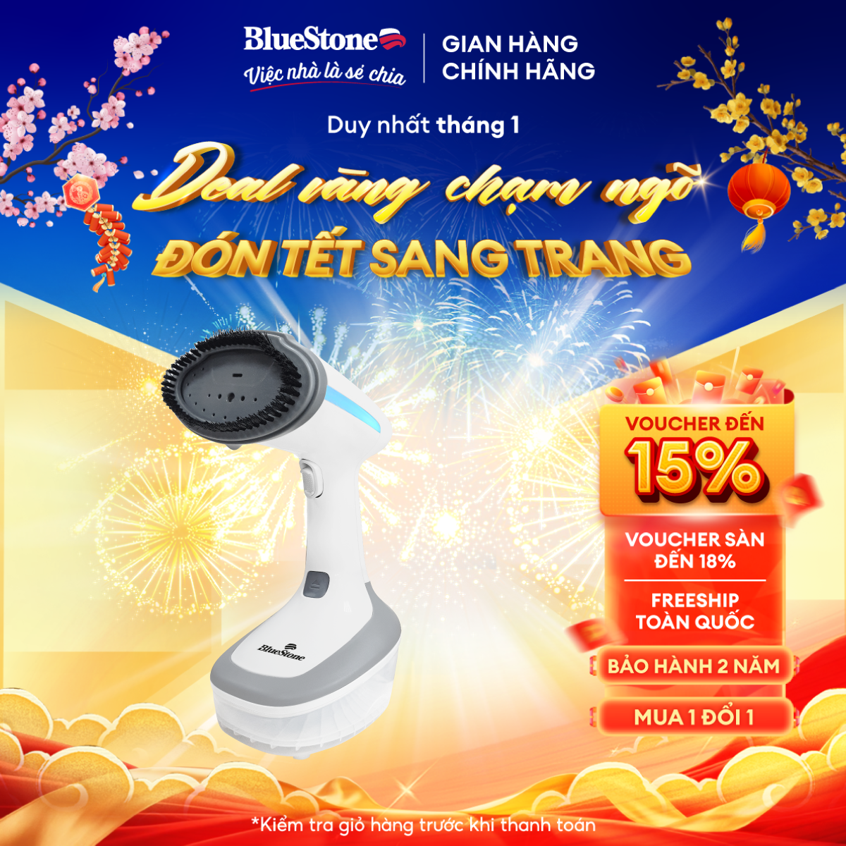 Bàn Ủi Hơi Nước Cầm Tay BlueStone GSB-4031 (1370-1630W) - Bình chứa 320mL có thể tháo rời, Tự động ngắt điện khi quá nhiệt - Bảo hành 2 năm - Hàng chính hãng