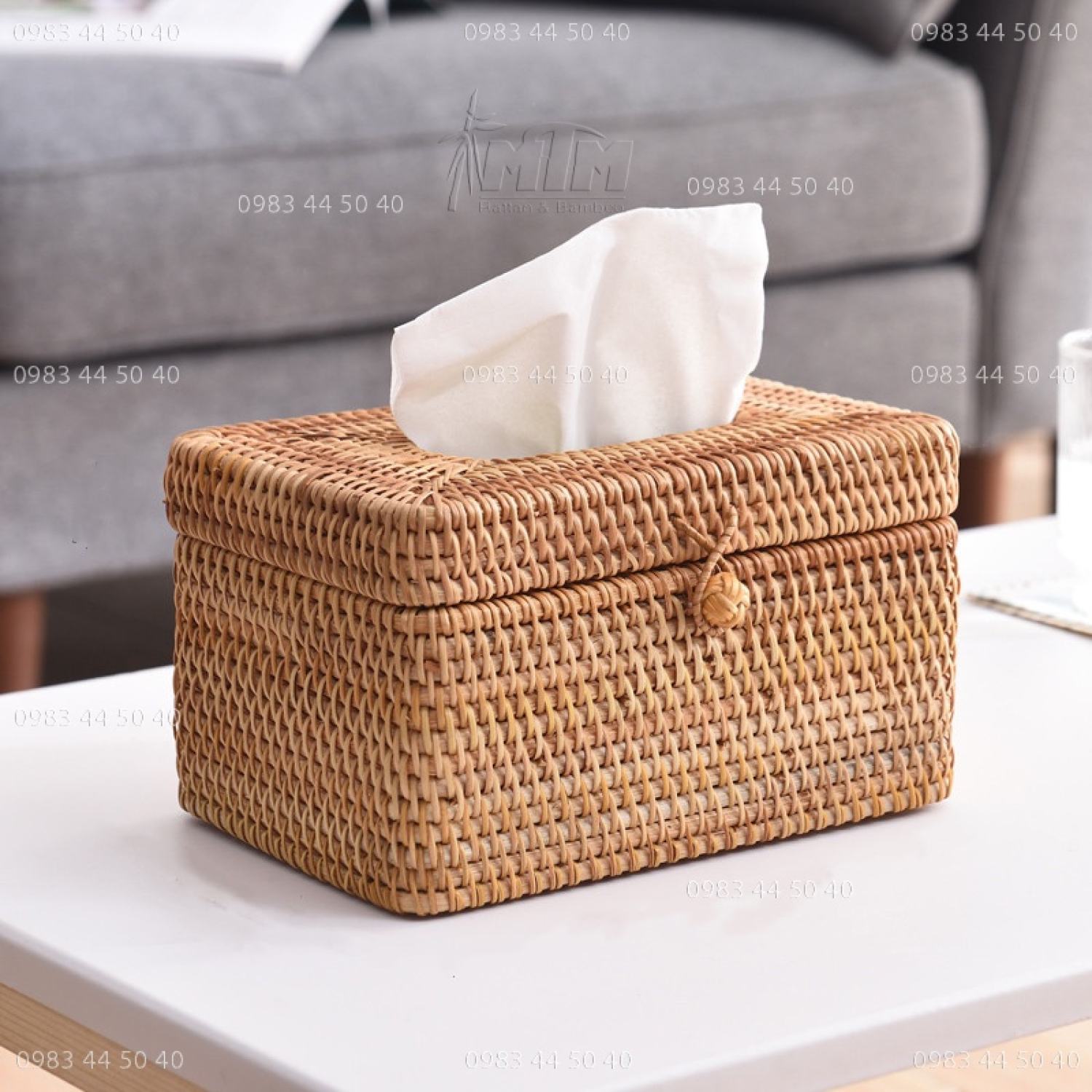 Hộp mây đựng khăn giấy l Hộp đựng khăn giấy chữ nhật