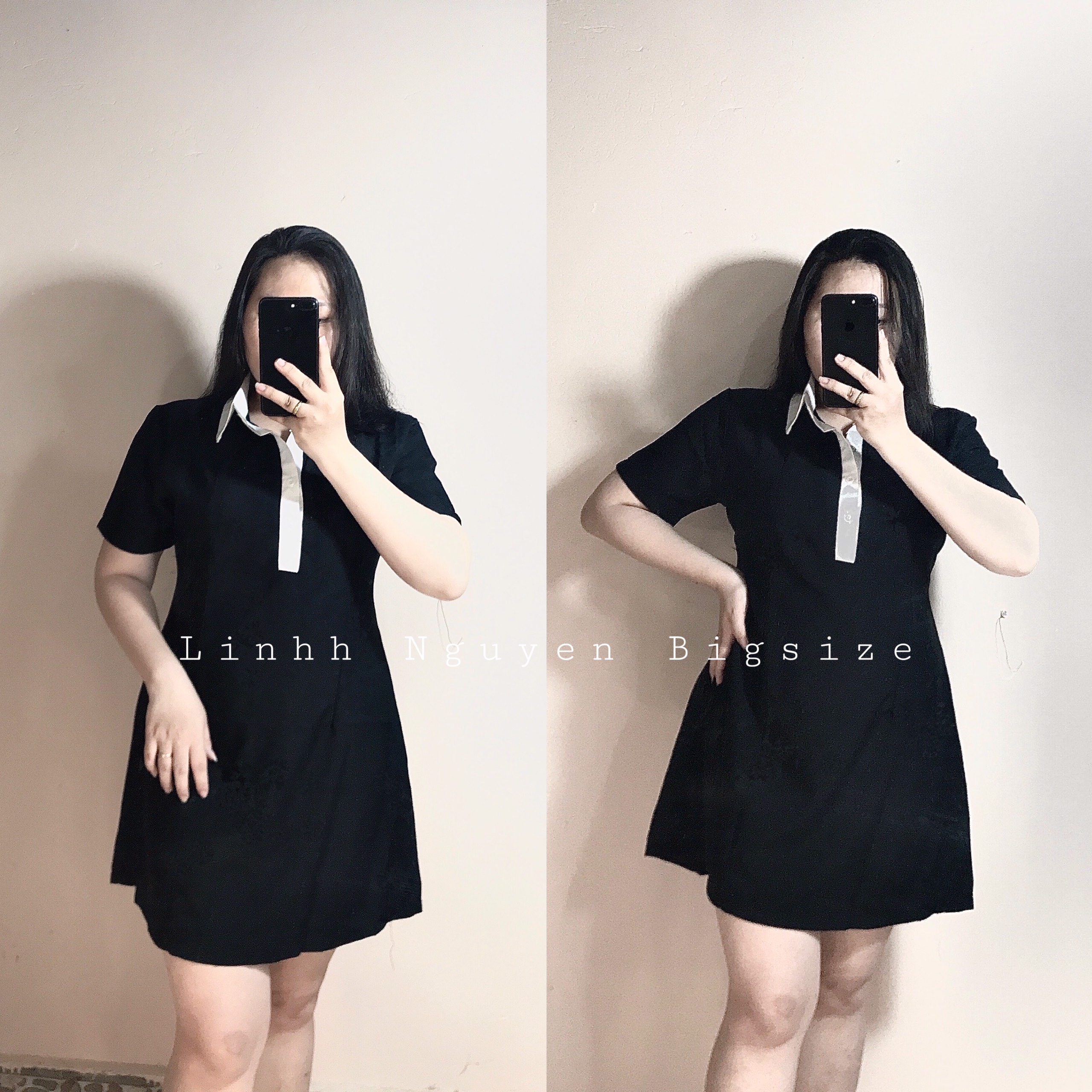 Đầm chữ a cổ polo bigsize | váy cổ polo form chữ a linhh nguyễn bigsize