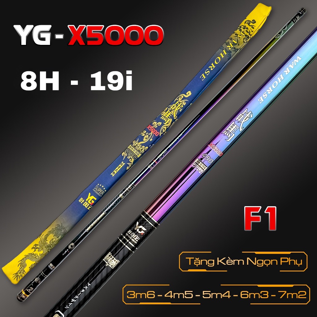Cần câu tay YG - X5000 độ cứng 8H tặng kèm ngọn phụ + phao + trục sale giá rẻ