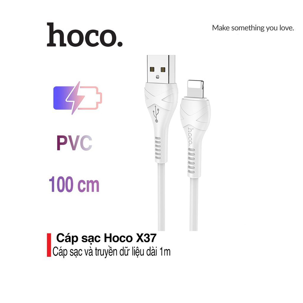 Cáp sạc 2.4A Hoco X37 Lightning tải dữ liệu nhanh chóng dây siêu bền dài 1m