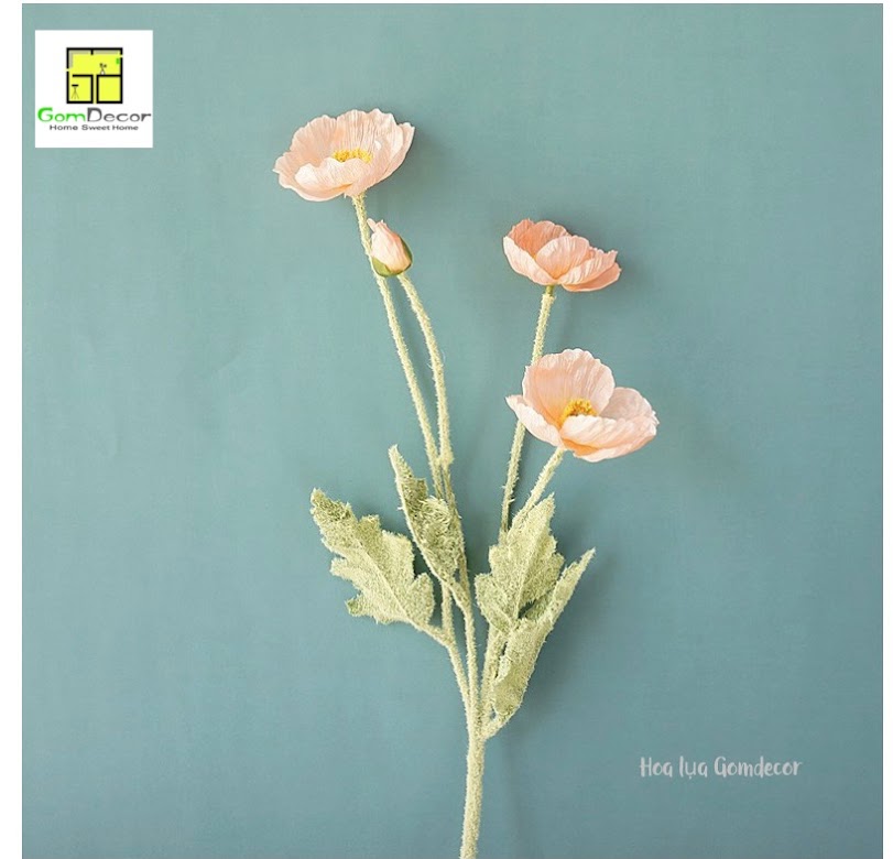 Hoa poppy giả hoa lụa đẹp cao cấp