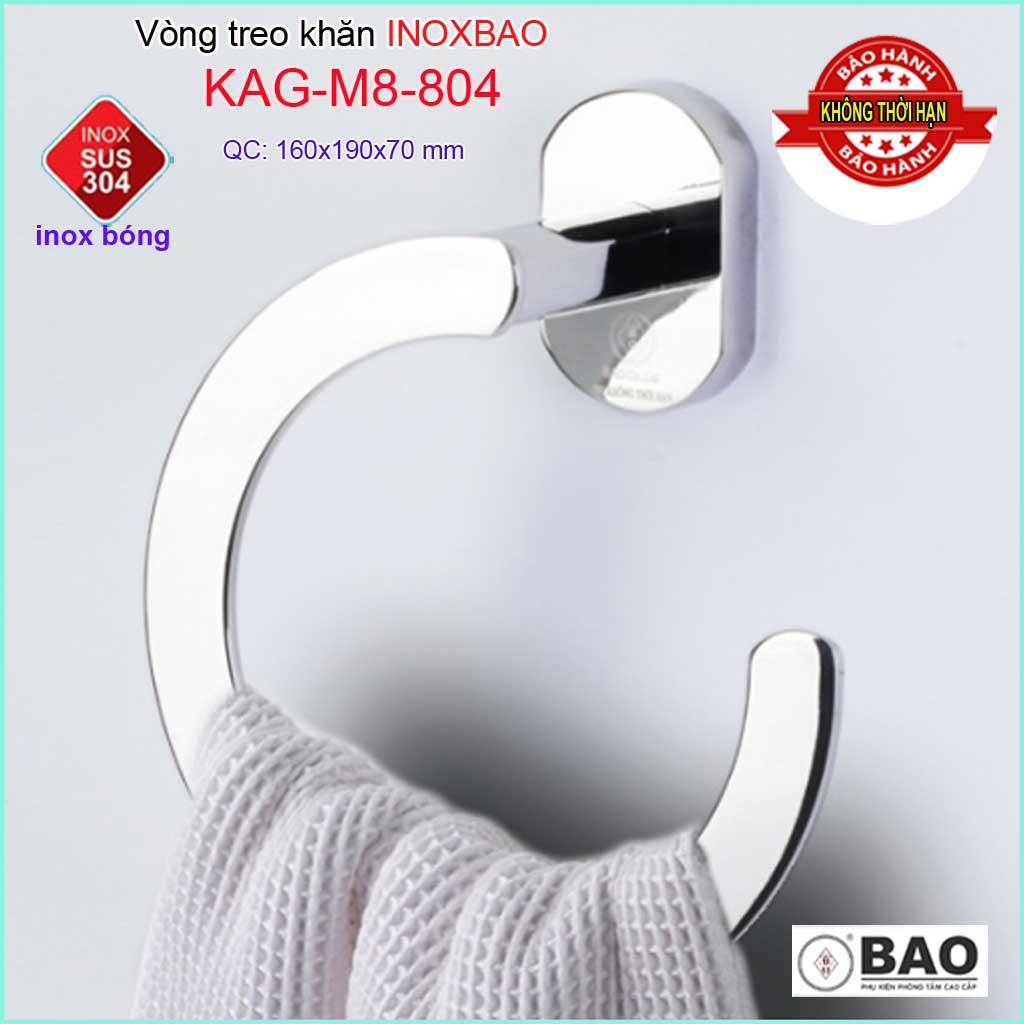 Vòng treo khăn Inox Bảo KAG-M8-804, máng treo khăn khô bồn tắm đứng SUS304 dập khuôn thiết kế tuyệt đẹp tiện dụng