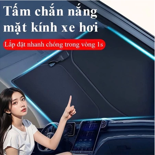 Tấm chắn nắng kính lái ô tô, bạt che kính lái ô tô chống tia UV cách nhiệt bảo vệ nội thất xe ô tô có thể gấp gọn