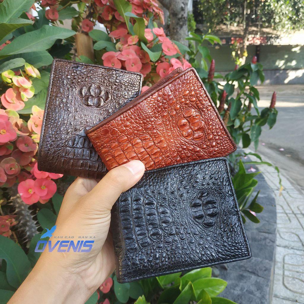 Ví da cá sấu thật nguyên con nhỏ 2 mặt sang chảnh