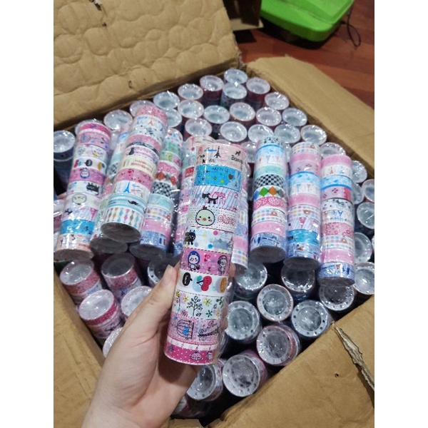 1 cây 10 cuộn băng keo dán hình washi