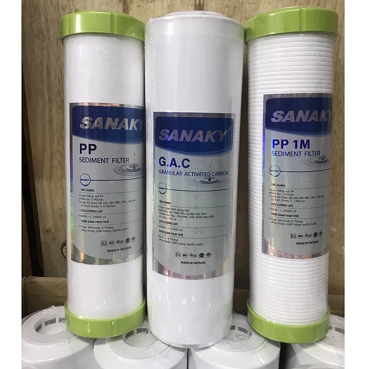 Combo 3 Lõi lọc thô 1,2,3 Sanaky dùng cho máy lọc nước
