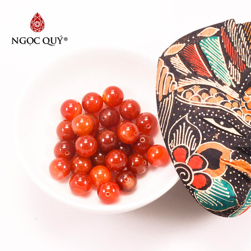[HCM]Combo 10 viên đá mã não đỏ 14mm - Ngọc Qúy Gemstones