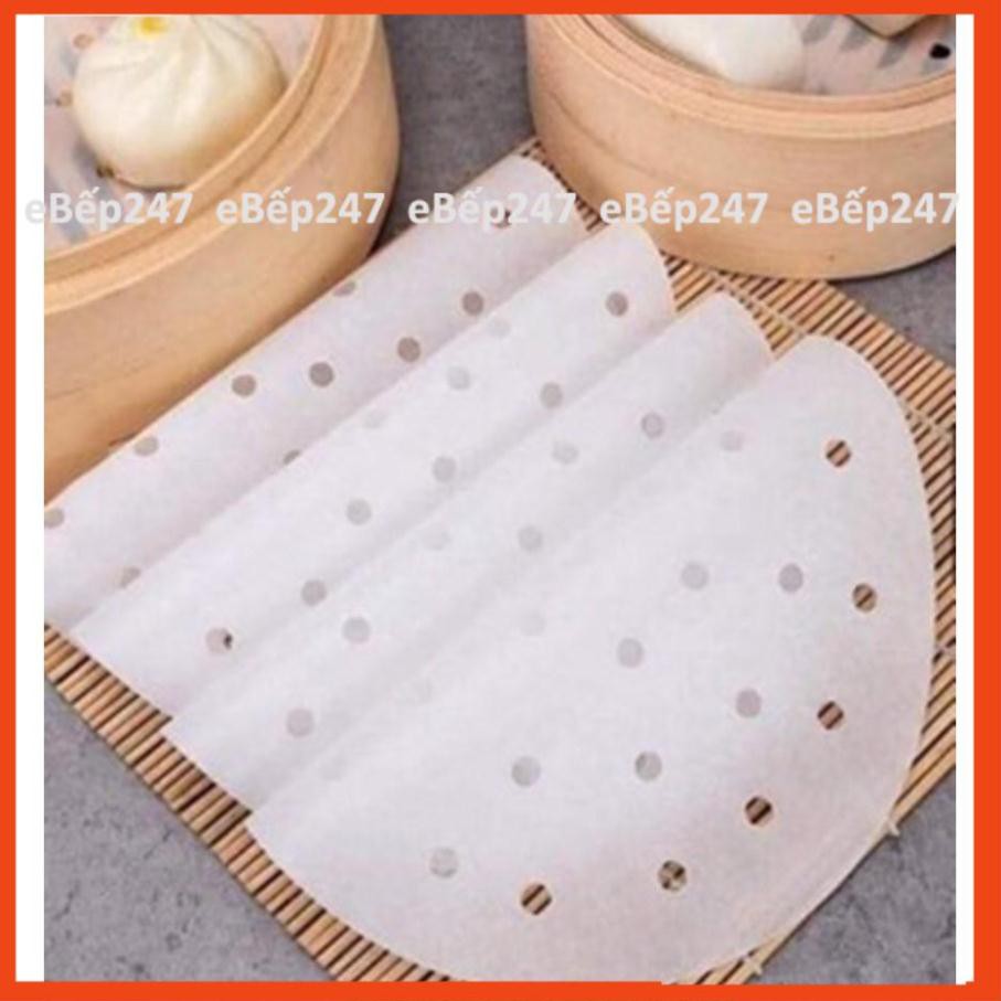 Set 100 tờ Giấy nến đục lỗ tròn dùng cho món hấp, nướng, NCKD, size 20 -23cm - eBếp247