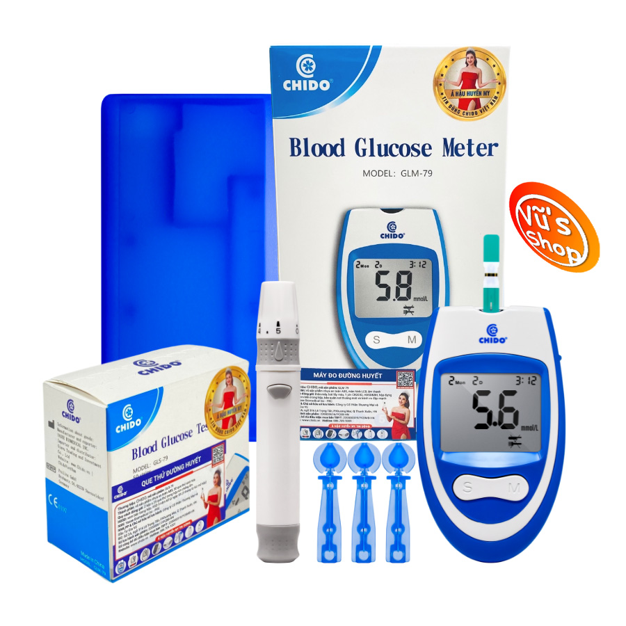 Máy đo đường huyết CHIDO - Tặng kèm 50 que thử và kim lấy máu