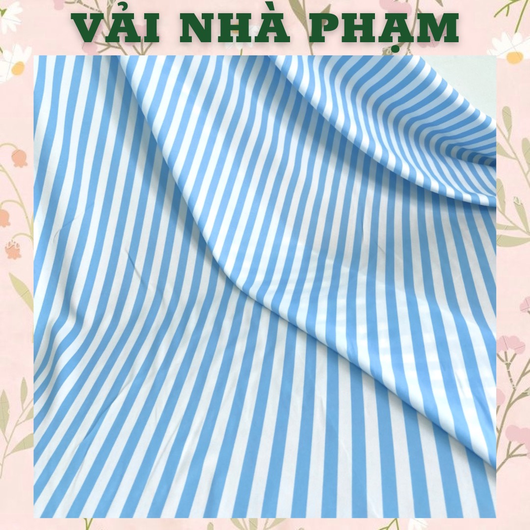 Lụa 75d sọc xanh nhạt-khổ 1.5m-vải nhà phạm