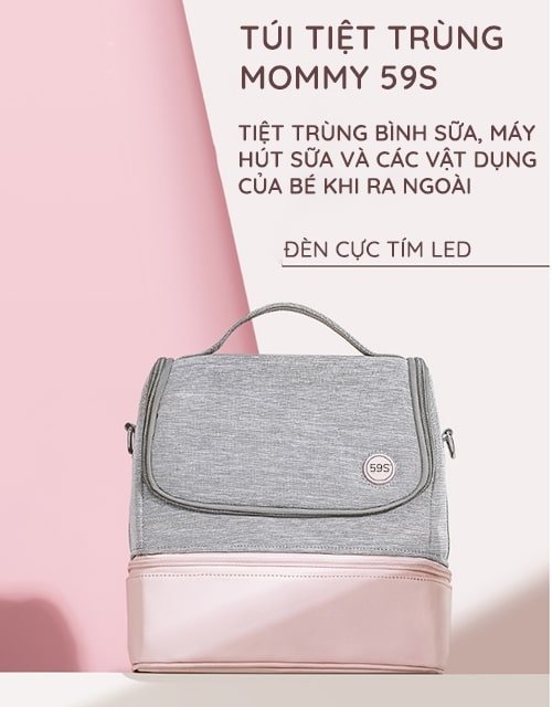 Túi khử trùng uv đa năng 59s - p14 hồng | balo tiệt trùng bình sữa mommy 59s