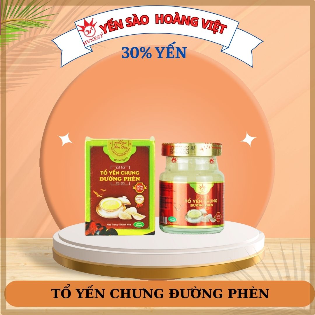 Yến sào chưng đường phèn , yến sào Hoàng Việt 30% , xuất xứ nước yến Khánh Hòa - Nha Trang, là loại yến hũ chưng sẵn 70ml tốt cho sức khỏe trẻ em , người già , bà bầu