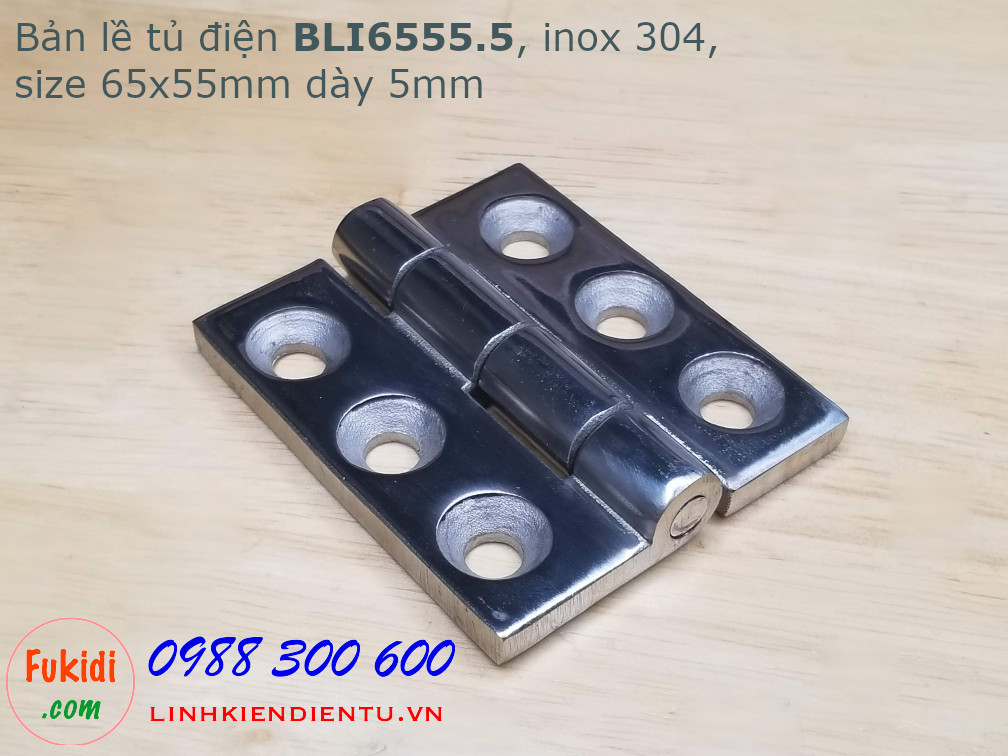 Bản lề tủ điện bli6555.5 size 65x55mm inox 304 bề dày 5mm