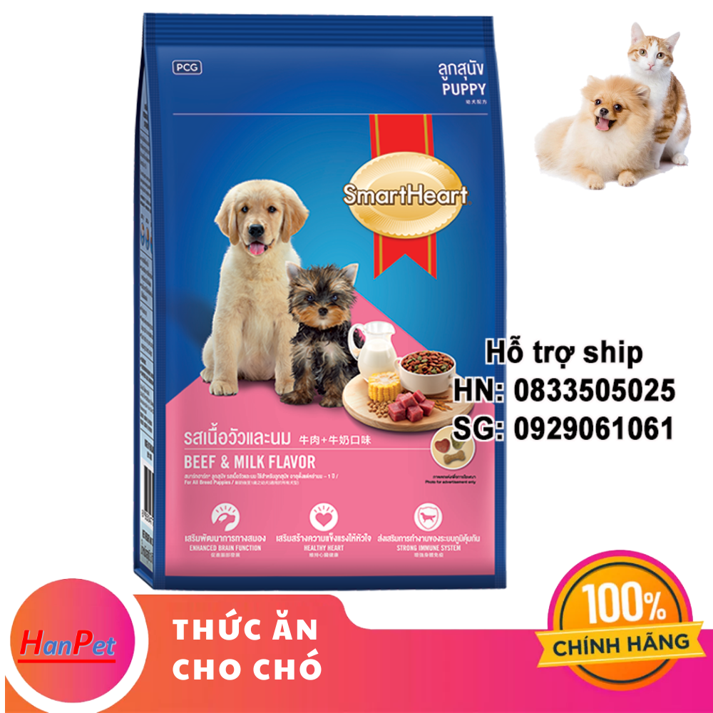 Hanpet - gói Lớn Thức ăn cho chó dạng hạt cao cấp Smartheart puppy và SH adult