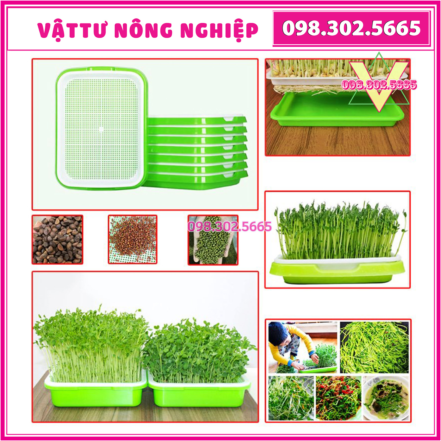 [Giá hủy diệt] Combo 10 Khay Trồng Rau Mầm Thông Minh
