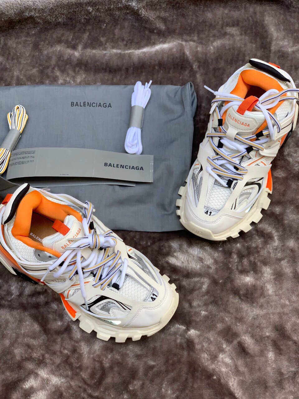 Giày sneaker giày thể thao sneaker ba len track cam trắng chuẩn 1 d&p hàng siêu cấp