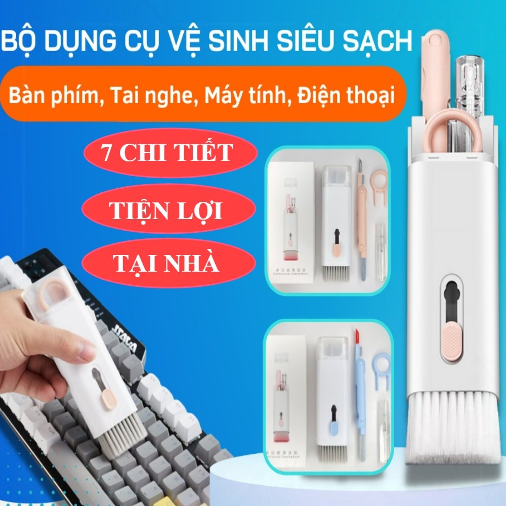 Bộ Vệ Sinh Laptop Đa Năng 7 in 1 Cao Cấp Vệ Sinh Tai Nghe, Bàn Phím, Điện Thoại, Máy Tính, Màn Hình, Macbook, Máy ảnh