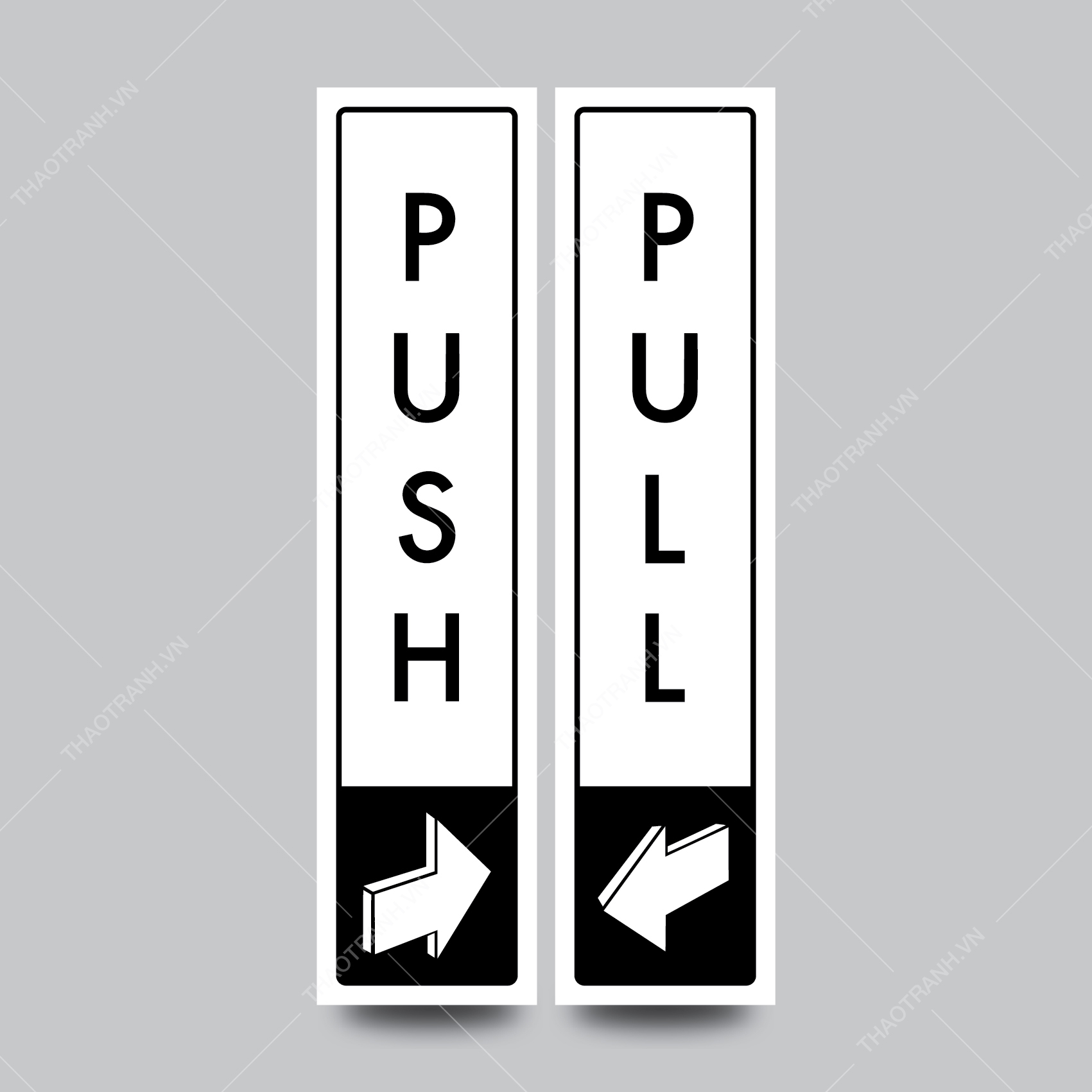 Biển Chỉ Dẫn Kéo Đẩy Cửa-Pull & Push-Decal dán tường dán kính - Tem decal cảnh báo - sticker trang trí kích thước 6x25cm