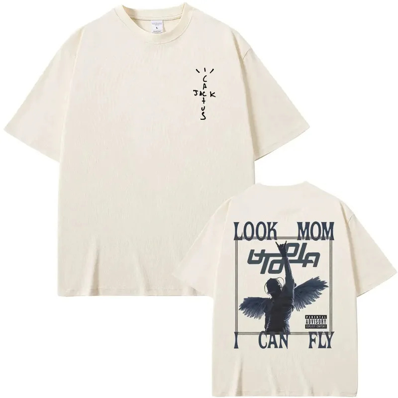 Cod Hot Bán New Cactus Jack Không Ttưởng T-Shirts Look Mom Tôi Có Thể Bay Đồ Họa T Áo Sơ Mi Người Đàn Ông Phụ Nữ Hip Hop Thời Trang Thương Hiệu Áo Thun Thờ