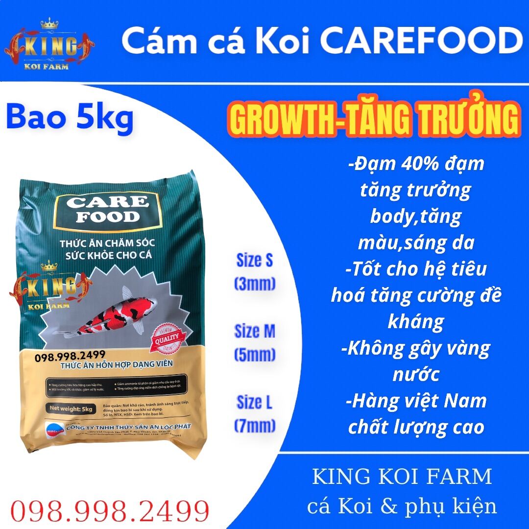 [GIẢM ĐẾN 20% Ở XU] Thức ăn cá koi CAREFOOD GROWTH hỗn hợp dạng viên Tăng Trọng (túi 1kg)