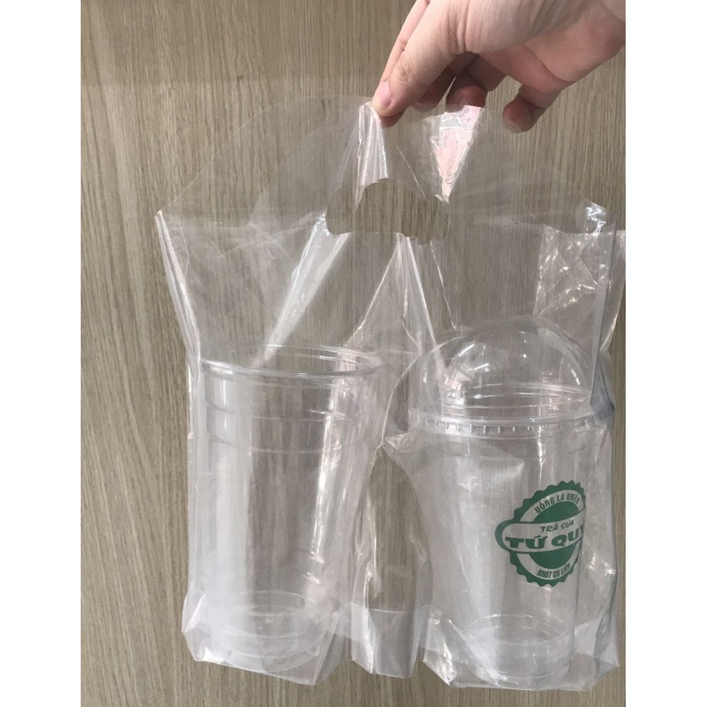 Túi trà sữa 2 ly chia ngăn / 1kg, túi đựng trà sữa