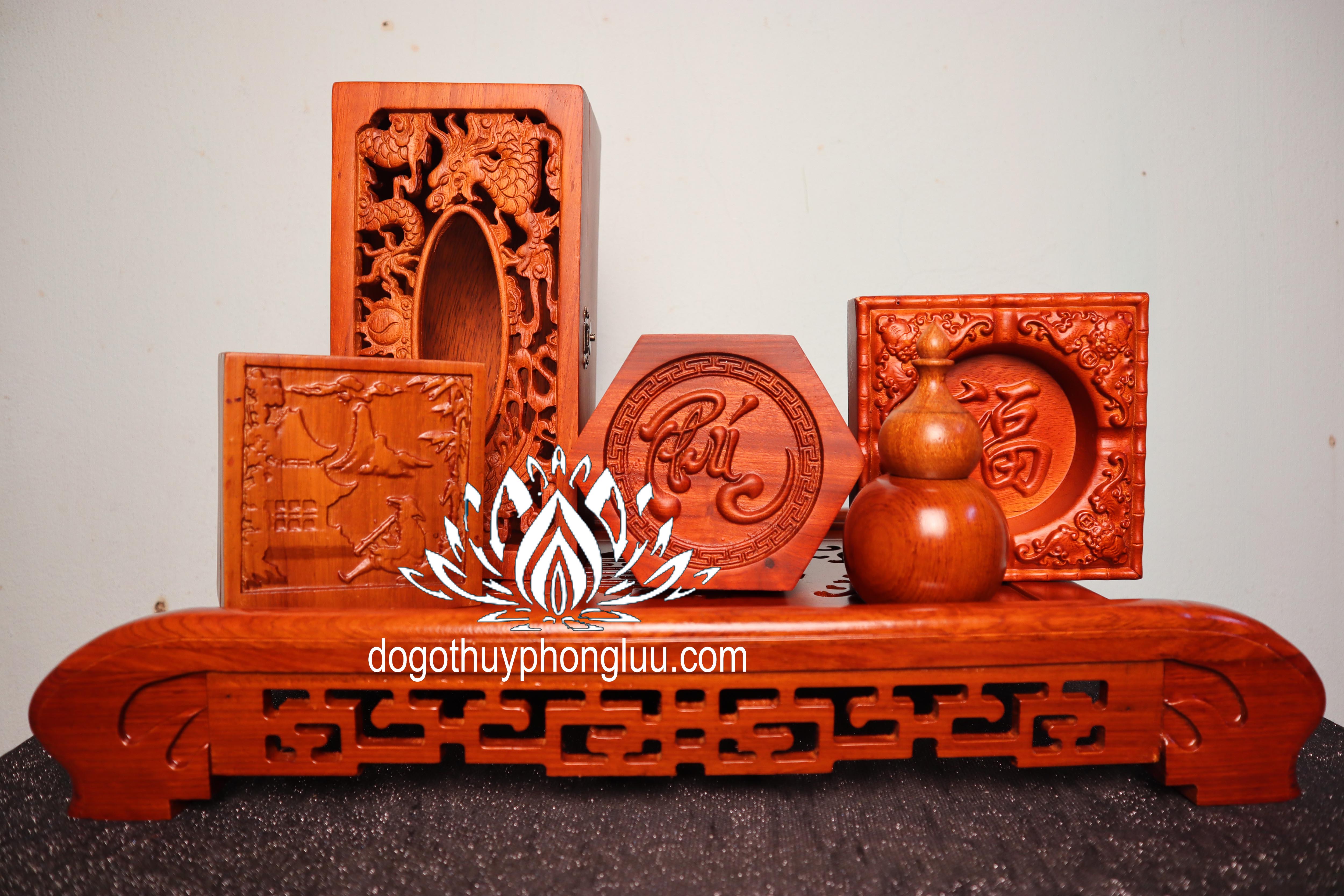 Combo 6 món giá rẻ khay trà,gạt tàn,hộp giấy,hộp đựng chè,ống tăm,hộp đựng nhỏ gỗ hương cao cấp