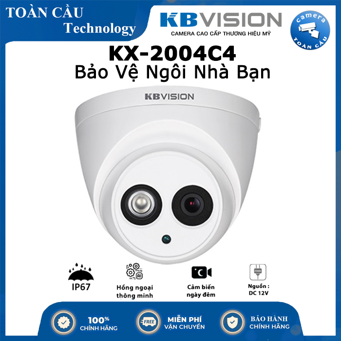 Camera hd-cvi kbvision kx-2004c4 - hồng ngoại 50m- tích hợp cân bằng ánh sáng - camera toàn cầu