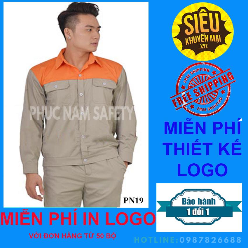 Quần áo bảo hộ lao động PN19, - ghi xám phối cam, quần áo bảo hộ lao động xịn, quần áo bảo hộ giá rẻ, quần áo bảo hộ chất lượng, quần áo bảo hộ lao động, đồng phục công nhân, đồng phục kỹ sư, đồng phục công ty, bảo hộ lao động Phúc Nam