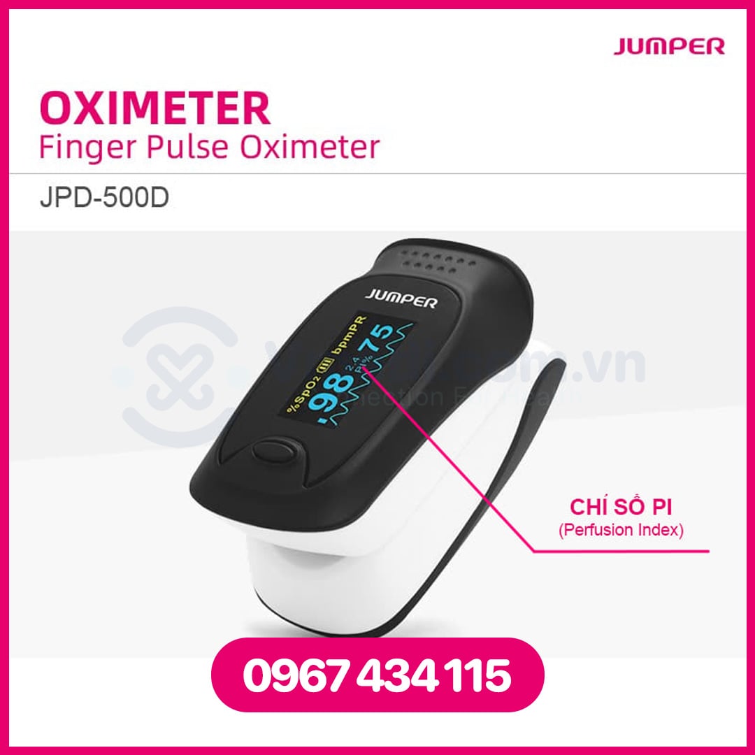 Máy đo SpO2 Jumper JPD-500D đo nồng độ bão hòa Oxy trong máu có thêm chỉ