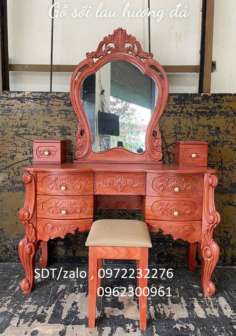 bàn trang điểm tân cổ điển gỗ hương đá