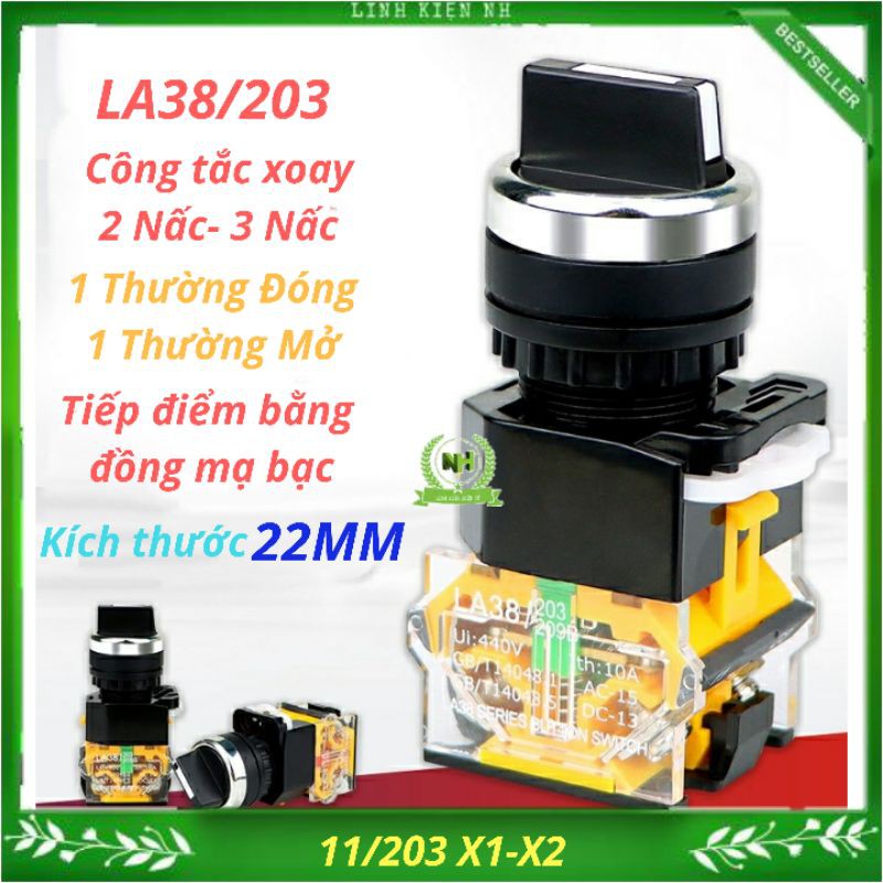 Công Tắc Xoay 2 Nấc - 3 Nấc LA38/203 11X2-11X3 440V/10A