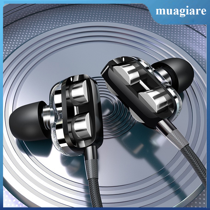 MUAGIARE 3.5Mm Wired Dual Side Headphones, In-Ear Headphones With Mic, Hi-Fi Stereo Bass, Sports Gaming, With Mic For Phones