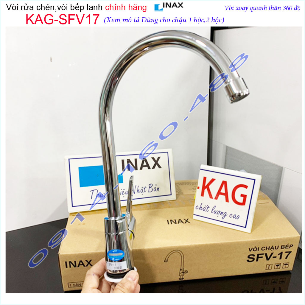 Vòi bếp lạnh Inax Nhật Bản SFV-17 tay gạt, vòi rửa chén bát Inax chính hãng nước mạnh sử dụng siêu bền