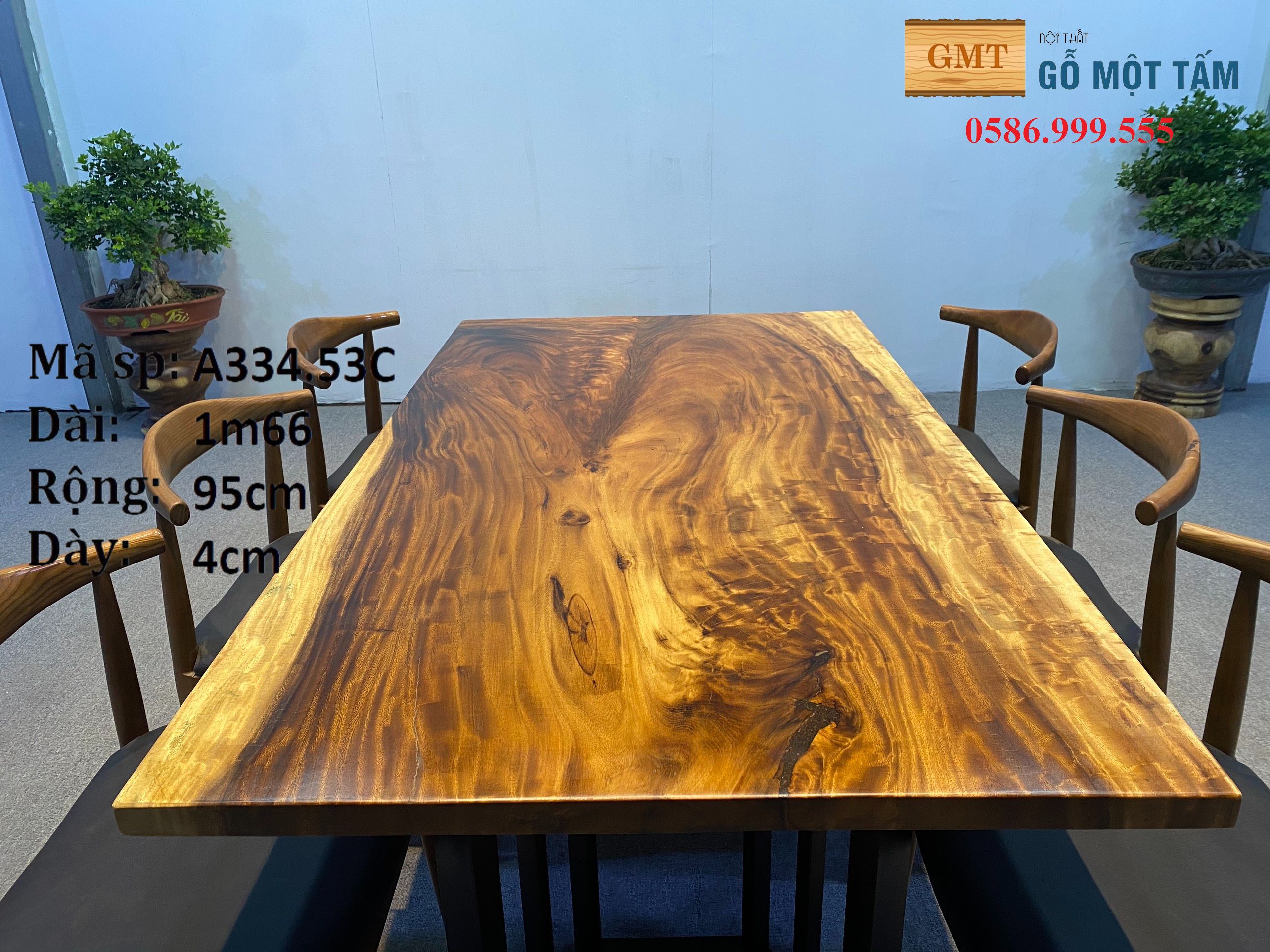 Dining table Wood me western A334 long 1m66 wide 95cm thick 4cm factory