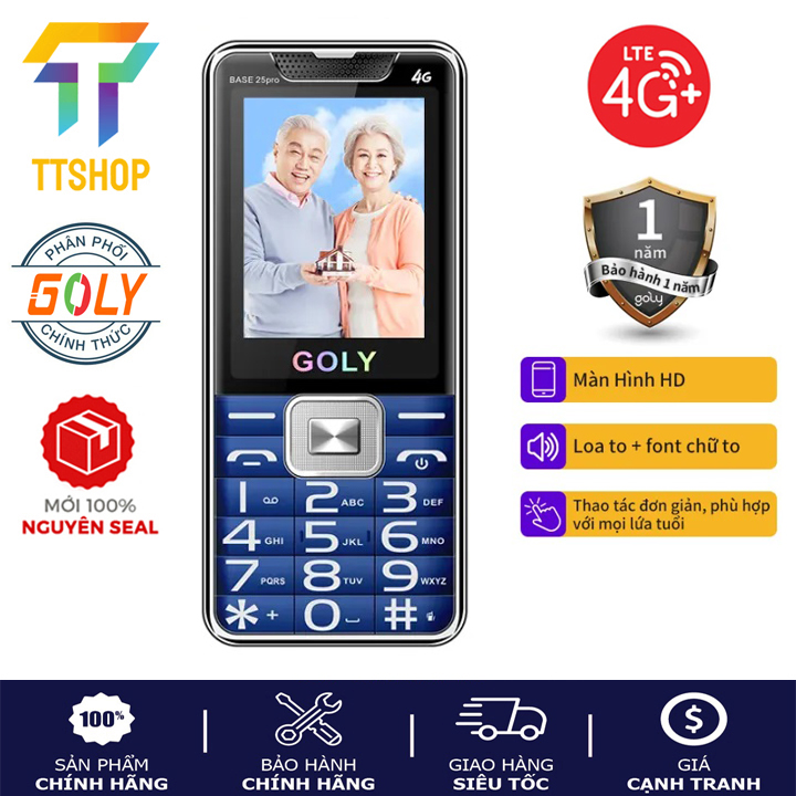 Điện thoại Goly Base 25 Pro 4G LTE ,sóng khỏe, pin khủng, màn hình lớn - Hàng chính hãng